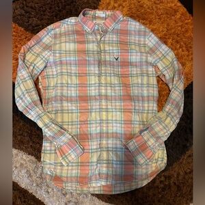 American Eagle, Men’s, Pastel Plaid, Button Down, Shirt